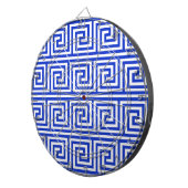 ギリシャのメアンダー鍵正方形パターンブルー ダーツボード (正面右)