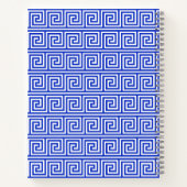 ギリシャのメアンダー鍵正方形パターンブルー ノートブック (裏面)