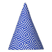 ギリシャのメアンダー鍵正方形パターンブルー パーティーハット (右)