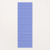 ギリシャのメアンダー鍵正方形パターンブルー ヨガマット (正面)