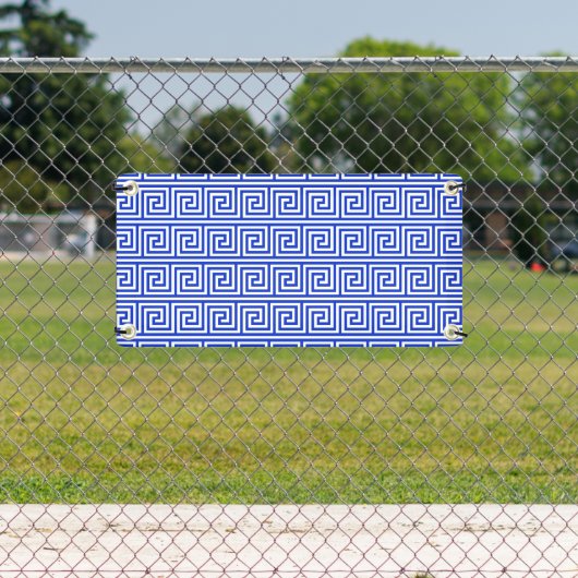 ギリシャのメアンダー鍵正方形パターンブルー 横断幕 (インサイチュ)