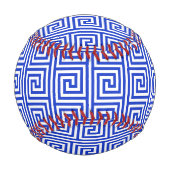 ギリシャのメアンダー鍵正方形パターンブルー 野球ボール (裏面)