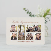 ギリシャのメリークリスマスモダン写真コラージュバラ 箔シーズンカード (立ち正面)