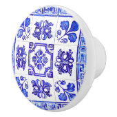 ギリシャのモザイク：コバルトと白 セラミックノブ (右)