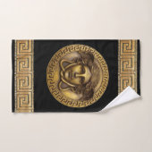 ギリシャのリバイバルゴルゴン/メドゥーサとメーンダー鍵 バスタオルセット (ハンドタオル)