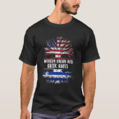 ギリシャのルーツで栽培されたアメリカ合衆国国旗ギリシャ Tシャツ (正面)