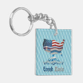 ギリシャのルーツアメリカンマップキーリング キーホルダー (正面左)