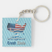 ギリシャのルーツアメリカンマップキーリング キーホルダー (裏面)