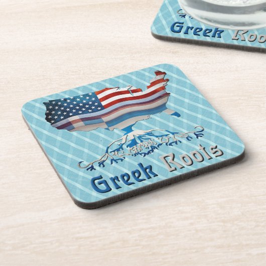 ギリシャのルーツアメリカンマップコルクコースター コースター (左側)