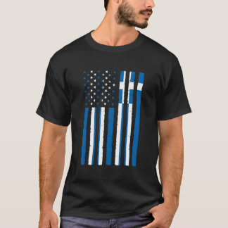 ギリシャのルーツアメリカ国旗プライド伝統ハーフギリシャAm Tシャツ