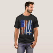 ギリシャのルーツハーフアメリカ国旗USAギリシャ国旗 Tシャツ (正面フル)