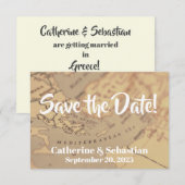 ギリシャのヴィンテージ地図 セーブザデート (正面/裏面)