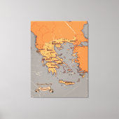 ギリシャのヴィンテージ州地図 キャンバスプリント (正面)