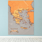 ギリシャのヴィンテージ州地図 キャンバスプリント (インサイチュ (ウッドフロア))