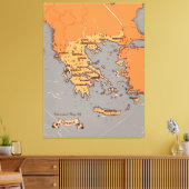 ギリシャのヴィンテージ州地図 キャンバスプリント (インサイチュ (リビング))