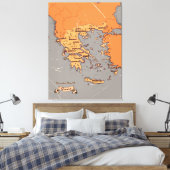 ギリシャのヴィンテージ州地図 キャンバスプリント (インサイチュ (寝室))