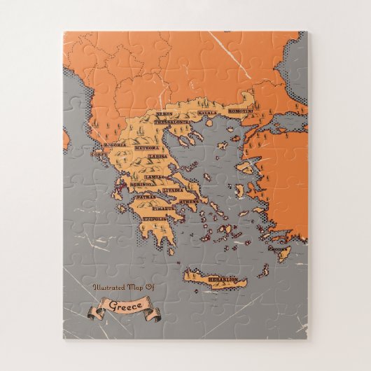 ギリシャのヴィンテージ州地図 ジグソーパズル (縦)