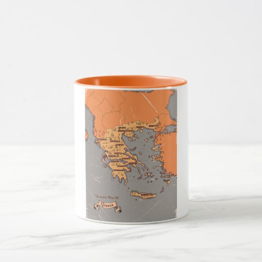 ギリシャのヴィンテージ州地図 マグカップ (中央)