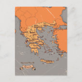 ギリシャのヴィンテージ州地図 案内ポストカード (正面)