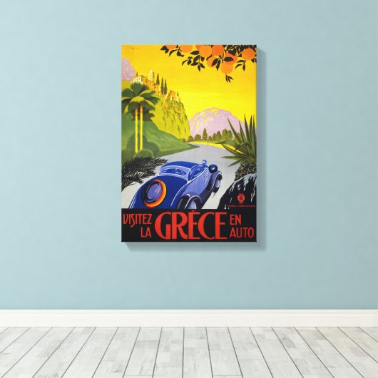 ギリシャのヴィンテージ旅行のポスター復元 キャンバスプリント (インサイチュ (ウッドフロア))