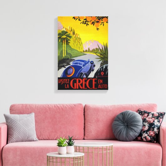 ギリシャのヴィンテージ旅行のポスター復元 キャンバスプリント (インサイチュ (リビング))