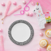 ギリシャの主パターンデザインの黒の紙皿 ペーパープレート (パーティー)