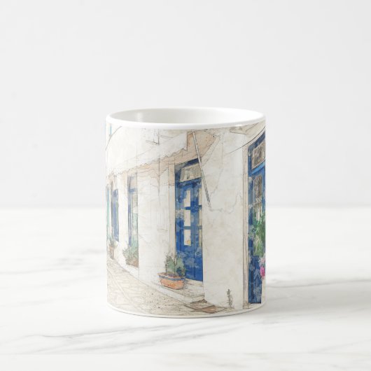 ギリシャの伝統的なギリシャの通り コーヒーマグカップ (中央)