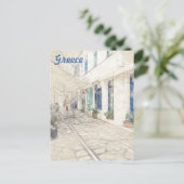 ギリシャの伝統的なギリシャの通り ポストカード (スタンド正面)