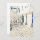 ギリシャの伝統的なギリシャの通り ポストカード (正面/裏面)