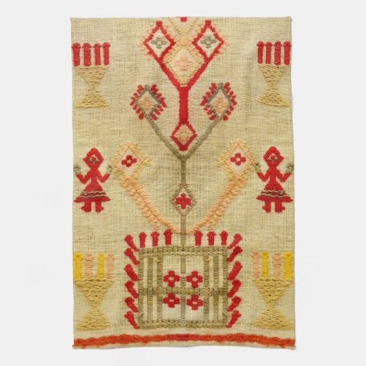 ギリシャの伝統的な民族のモチーフのギリシャ人の記号 キッチンタオル (縦)