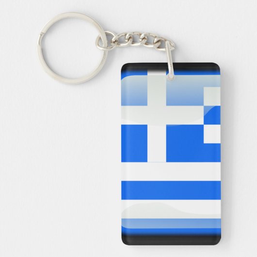 ギリシャの光沢のある旗 キーホルダー (正面)