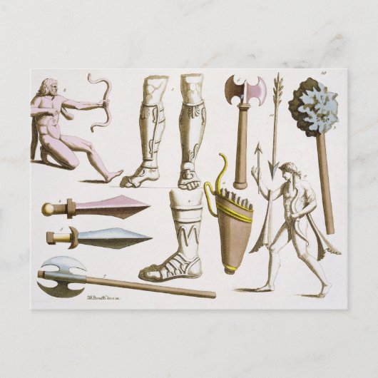 ギリシャの兵士、武器と鎧、'ルからのプレート38 ポストカード (正面)