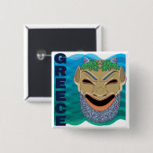 ギリシャの劇場のマスク 缶バッジ (正面&裏面)