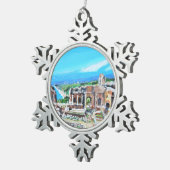 ギリシャの劇場-ピューターの雪片のオーナメント スノーフレークピューターオーナメント (右)