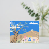 ギリシャの午後のオリーブの木の情景の旅行記念品 シーズンポストカード (スタンド正面)