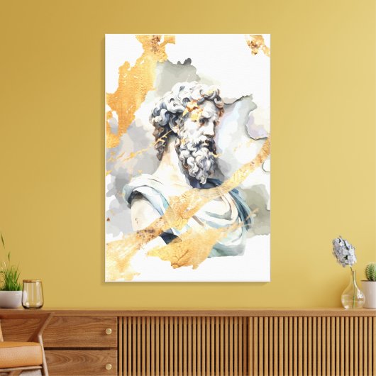 ギリシャの古代の大理石の彫刻で、髭を持つ男 キャンバスプリント (インサイチュ (リビング))