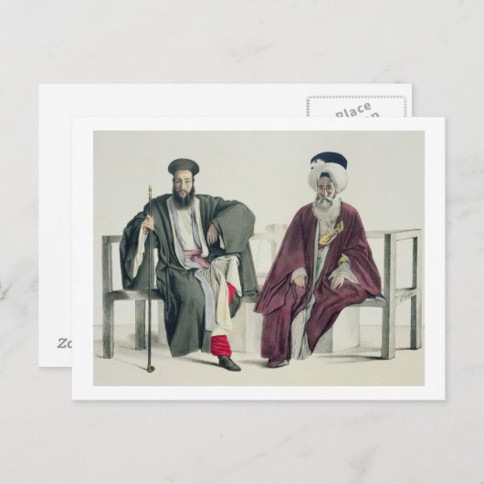 ギリシャの司祭とトルコ人で、ティエリー人が刻んだ ポストカード (正面/裏面)