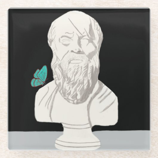 ギリシャの哲学者ポスターの胸像 ガラスコースター (正面)