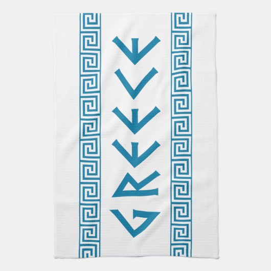 ギリシャの国の国家の文字の名前の記号のギリシャ人のtrave キッチンタオル (縦)