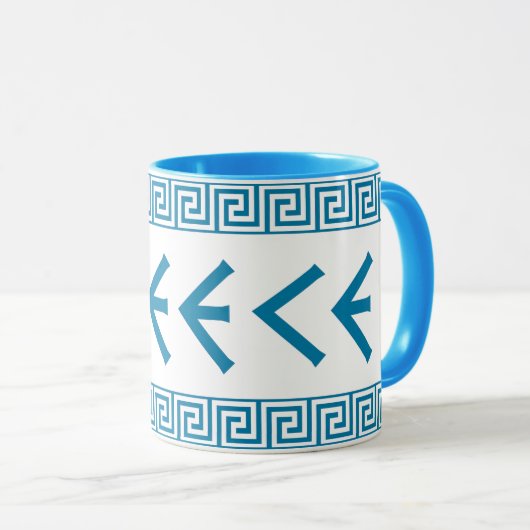 ギリシャの国の国家の文字の名前の記号のギリシャ人のtrave マグカップ (正面右)