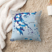 ギリシャの国の政治地図の旗のギリシャ語 クッション (ブランケット)