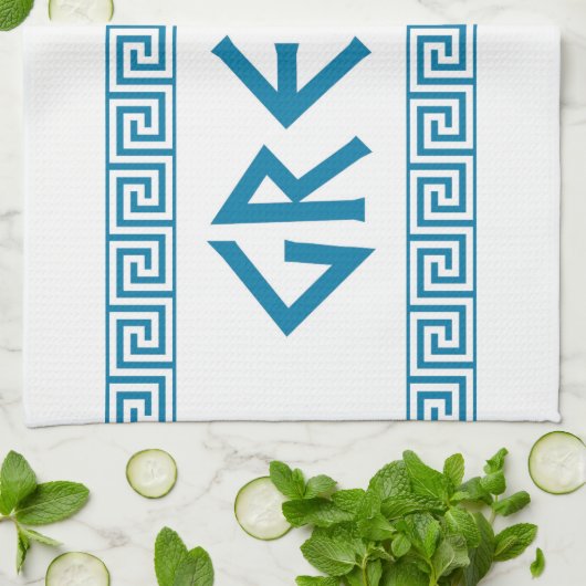 ギリシャの国の記号の名前の文字のギリシャ語 キッチンタオル (折り畳み)