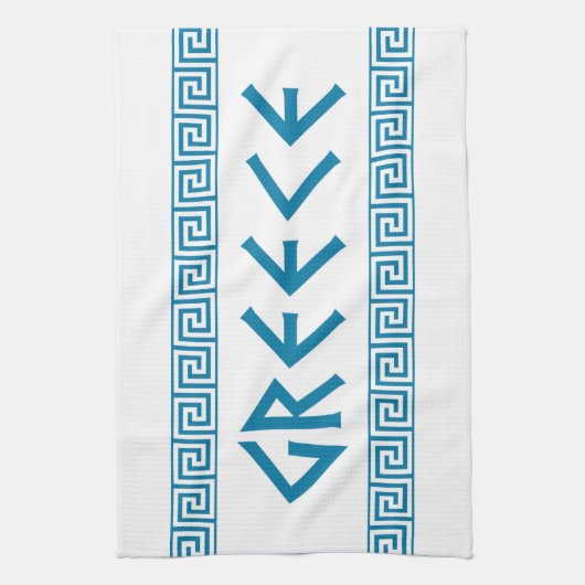 ギリシャの国の記号の名前の文字のギリシャ語 キッチンタオル (縦)
