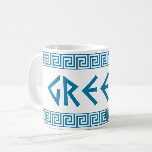 ギリシャの国の記号の名前の文字のギリシャ語 コーヒーマグカップ (正面左)