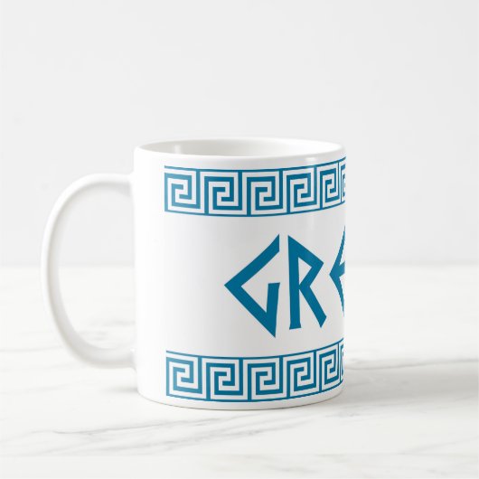 ギリシャの国の記号の名前の文字のギリシャ語 コーヒーマグカップ (左)