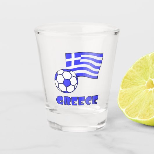 ギリシャの国旗とサッカーボール ショットグラス (正面)