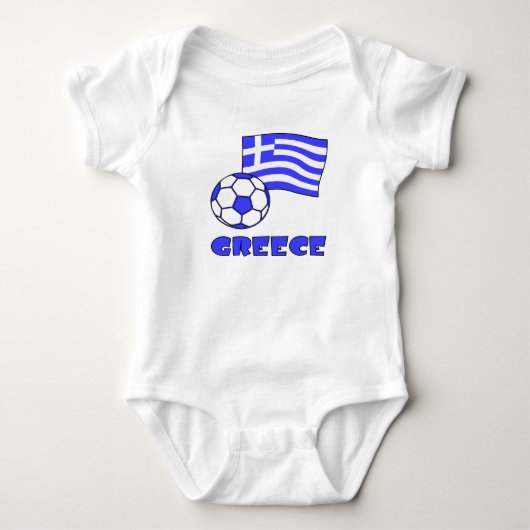 ギリシャの国旗とサッカーボール ベビーボディスーツ (正面)