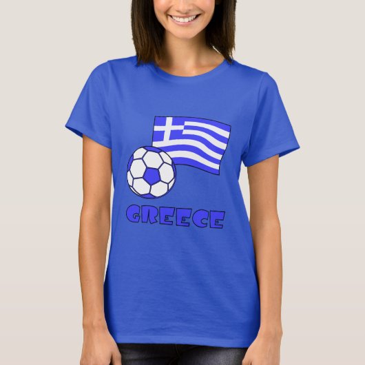 ギリシャの国旗とサッカーボール Tシャツ (正面)