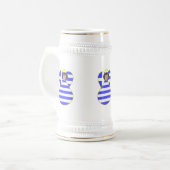 ギリシャの国旗を纏った黒髪の天使 ビールジョッキ (正面左)