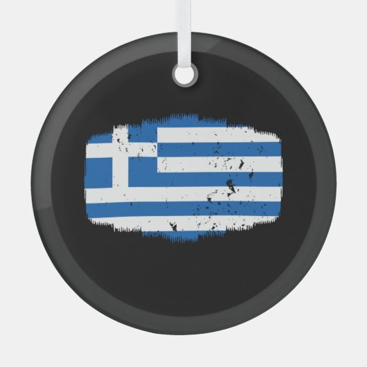 ギリシャの国旗 ガラスオーナメント (正面)